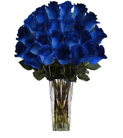 FLORES  almacén de flor - Mayorista de flores. - Complementos -  Recipientes y Bases - Recip. Cristal Color - Damajuana Vidrio Azul Ø19x30Hcm